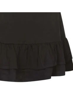 Jupe courte noire unie avec une coupe droite et une taille élastiquée