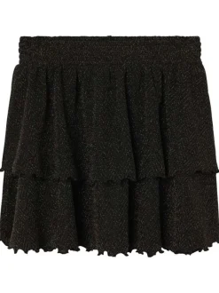 Jupe noire avec volants superposés sur 2 étages et une coupe courte