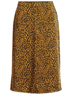 Jupe chocolat pour femme avec imprimé léopard coupe droite