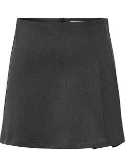 Jupe courte anthracite unie avec une fermeture zippée et une coupe droite