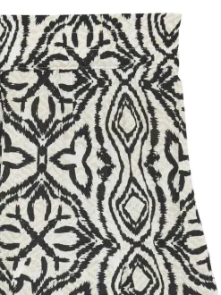 Jupe courte écrue à motifs avec un lien à nouer et une taille élastiquée