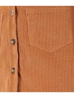 Jupe courte en coton côtelé caramel avec une coupe courte et 2 poches plaquées
