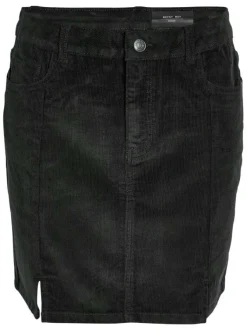 Jupe courte en coton noire en velours côtelé à coupe droite et à taille mi-haute