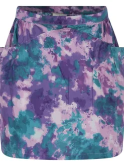 Jupe courte en coton violet tachetée avec une coupe évasée et 2 poches latérales