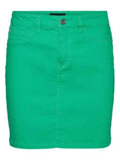 Jupe courte en jean verte en coton mélangé avec une coupe droite