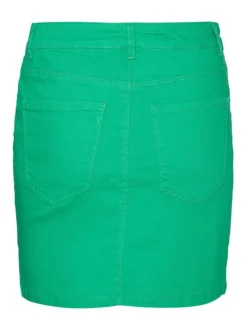 Jupe courte en jean verte en coton mélangé avec une coupe droite