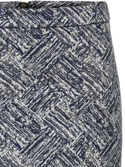 Jupe courte marine imprimée avec une coupe droite et 1/2 zip à l'arrière