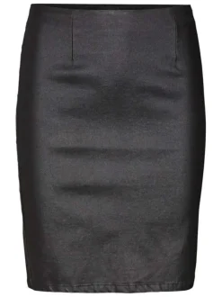 Jupe courte noire enduit avec une coupe près du corps et une taille haute