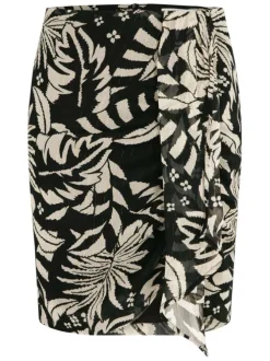 Jupe courte noire et blanche à coupe ajustée avec motif fleuri imprimé