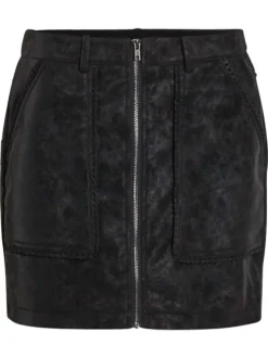 Jupe courte noire moucheté coupe mini-jupe pourvue d'une fermeture zippée