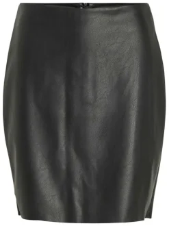 Jupe courte noire unie avec une coupe droite et une fermeture zippée