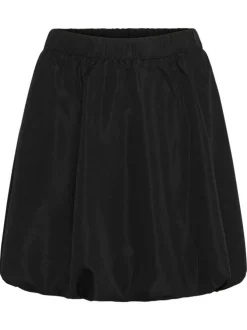 Jupe courte noire unie pourvue d'une coupe ample avec un effet boule