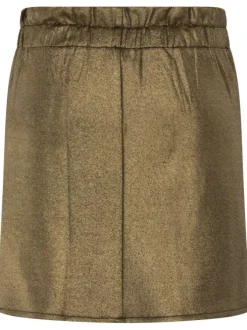 Jupe courte or à lurex avec une coupe droite et une taille élastiquée