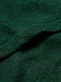 Jupe crayon longue verte unie en laine avec une taille élastiquée