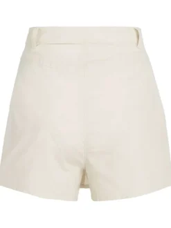 Jupe en coton mélangé beige unie avec une coupe courte et 4 passants