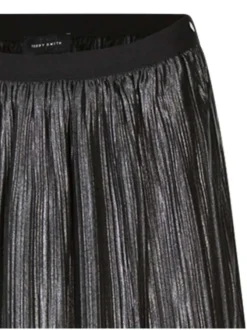 Jupe longue anthracite unie avec une coupe droite et une taille élastiquée