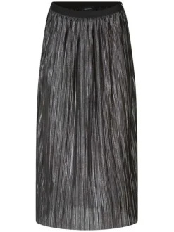 Jupe longue anthracite unie avec une coupe droite et une taille élastiquée