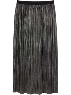 Jupe longue anthracite unie avec une coupe droite et une taille élastiquée