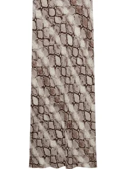 Jupe longue beige à imprimé serpent all-over et à coupe droite