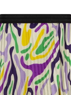 Jupe longue multicolore imprimée avec une coupe droite plissée