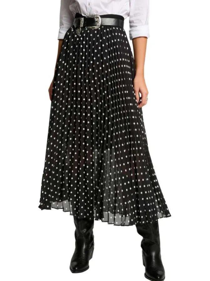Jupe longue multicolore à pois blancs et taille élastiquée en voile