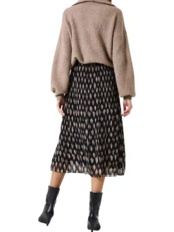 Jupe longue noir et taupe avec un imprimé de losanges abstraits