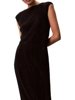 Jupe longue noire unie avec une coupe ajustée et une taille élastiquée