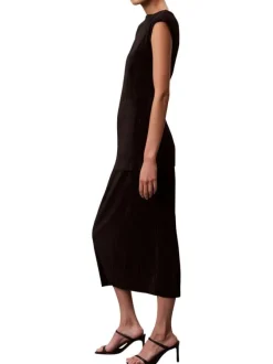 Jupe longue noire unie avec une coupe ajustée et une taille élastiquée