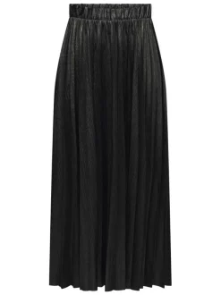 Jupe longue noire unie avec une taille élastiquée et une coupe droite