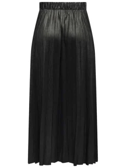 Jupe longue noire unie avec une taille élastiquée et une coupe droite