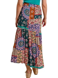 Jupe longue Objmelany MW Short Denim Skirt 137 multicolore avec des imprimés