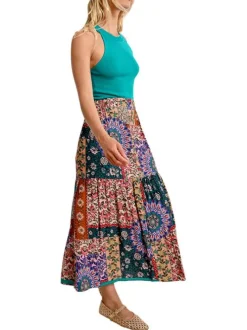 Jupe longue Objmelany MW Short Denim Skirt 137 multicolore avec des imprimés