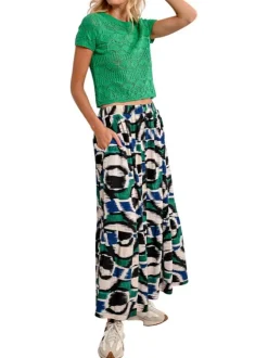 Jupe longue Objsava Melaney Mw Straight Jeans 137 multicolore avec des imprimés