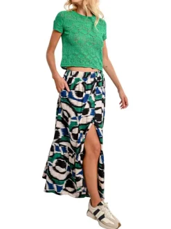 Jupe longue Objsava Melaney Mw Straight Jeans 137 multicolore avec des imprimés