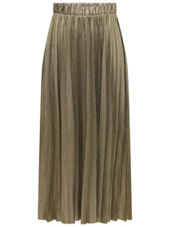 Jupe longue or unie avec une coupe droite et une taille élastiquée