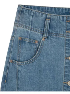 Jupe longue stone unie avec une coupe droite à fermeture boutonnée