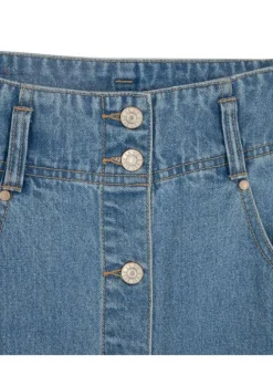 Jupe longue stone unie avec une coupe droite à fermeture boutonnée
