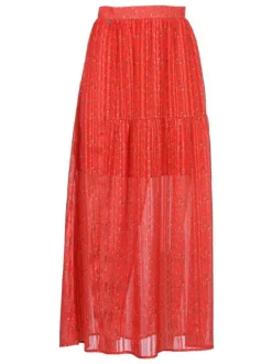 Jupe à motifs abstraits pour femme corail coupe évasée GRAPHIC