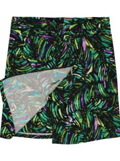 Jupe-short verte avec un imprimé tropical abstrait et une coupe droite