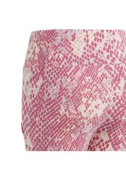 Legging coupe skinny en coton stretch rose à imprimé intégral, taille élastiquée
