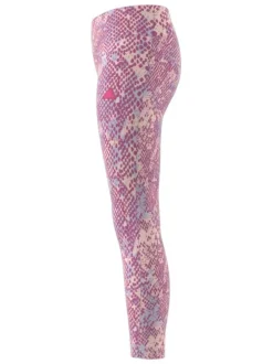 Legging coupe skinny en coton stretch rose à imprimé intégral, taille élastiquée