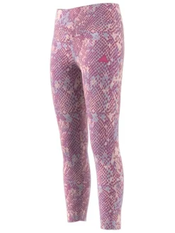 Legging coupe skinny en coton stretch rose à imprimé intégral, taille élastiquée