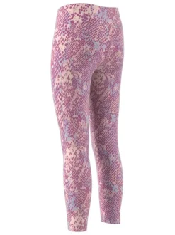 Legging coupe skinny en coton stretch rose à imprimé intégral, taille élastiquée