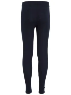 Legging en coton marine uni avec une coupe slim et le nom de la marque printé