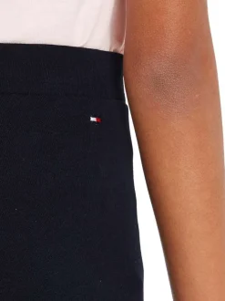 Legging en coton marine uni avec une coupe slim et le nom de la marque printé
