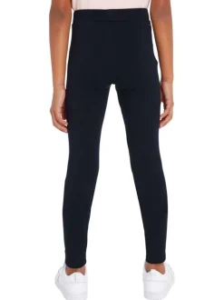 Legging en coton marine uni avec une coupe slim et le nom de la marque printé