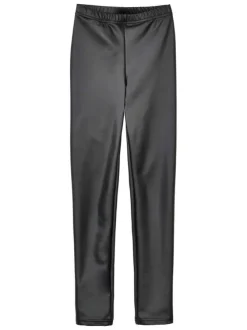 Legging noir uni en similcuir avec une coupe skinny et taille élastiquée
