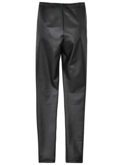 Legging noir uni en similcuir avec une coupe skinny et taille élastiquée