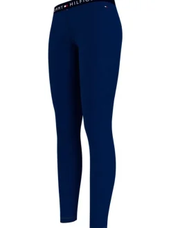 Legging en coton biologique mélangé bleu uni avec une coupe slim