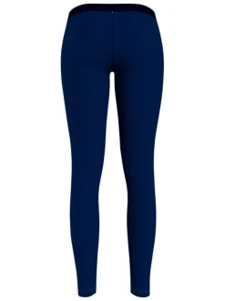 Legging en coton biologique mélangé bleu uni avec une coupe slim